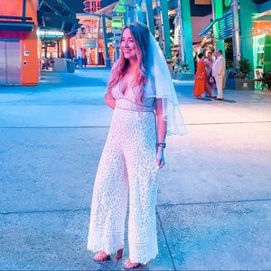 Lulus’s white bridal jumpsuit